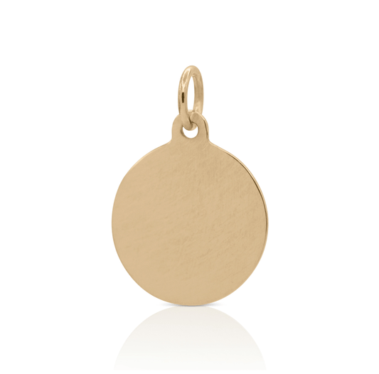 Flat gold disc charm for a bracelet or necklace