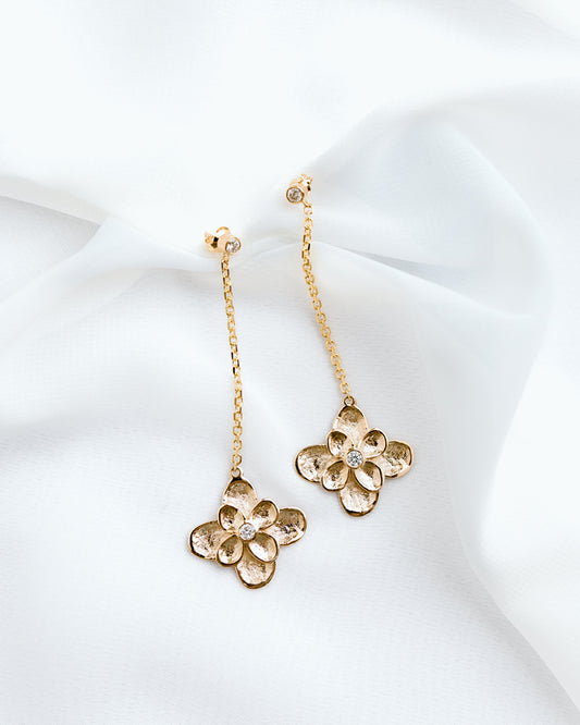 Dangle Flower Earrings with Diamonds