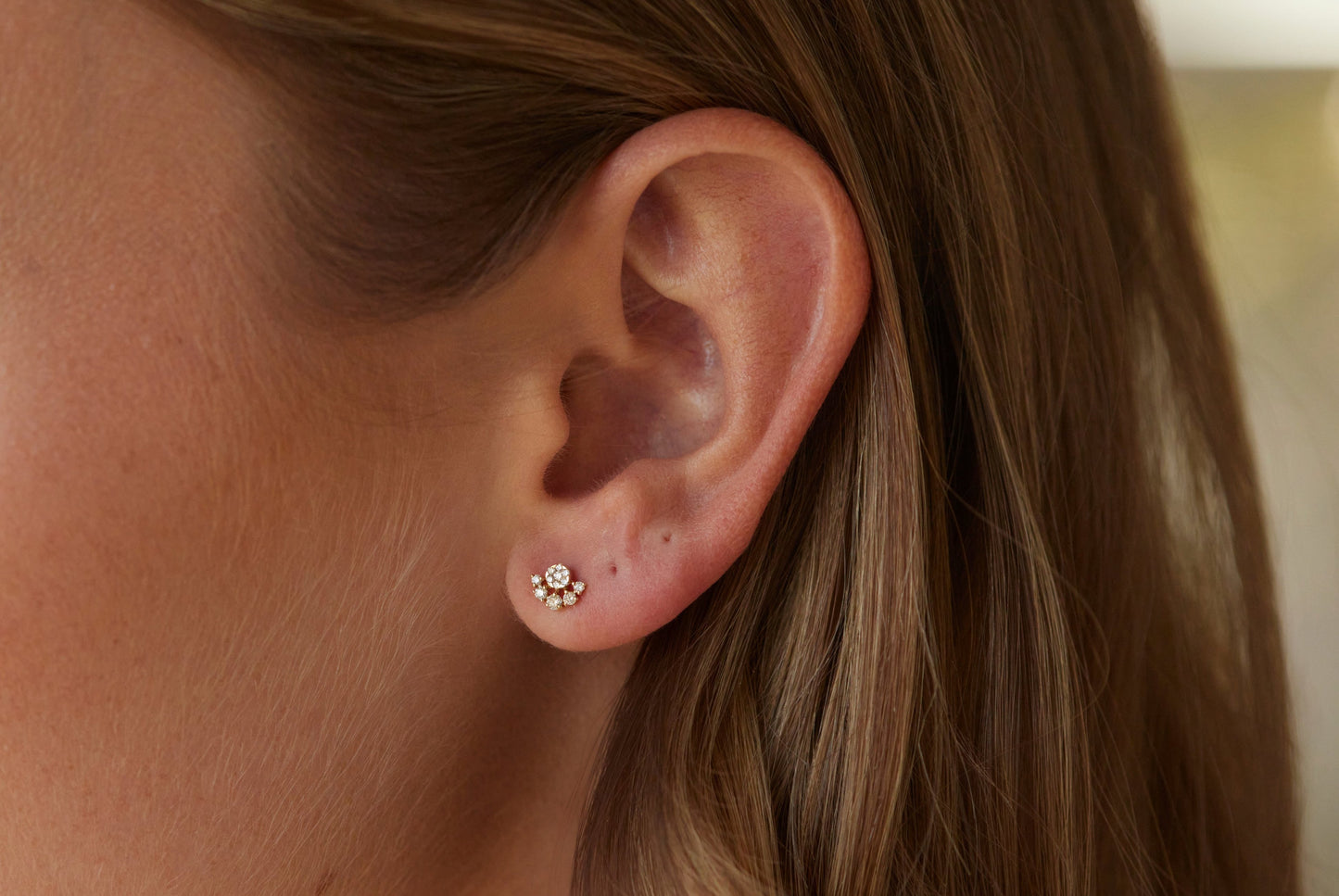 Diamond Studs with Diamond Fan Embellishment