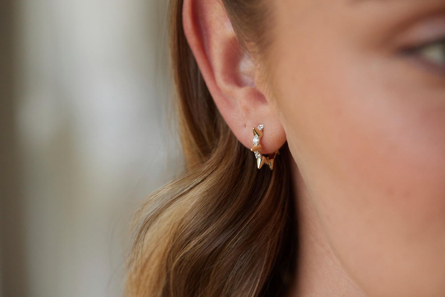 14k Spiked Diamond Hoops