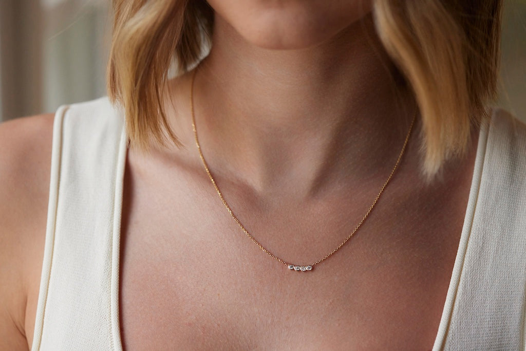 Horizontal Diamond Bezel Necklace