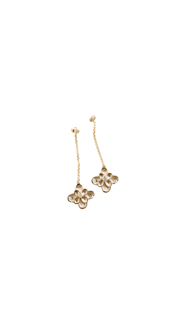 Dangle Flower Earrings with Diamonds