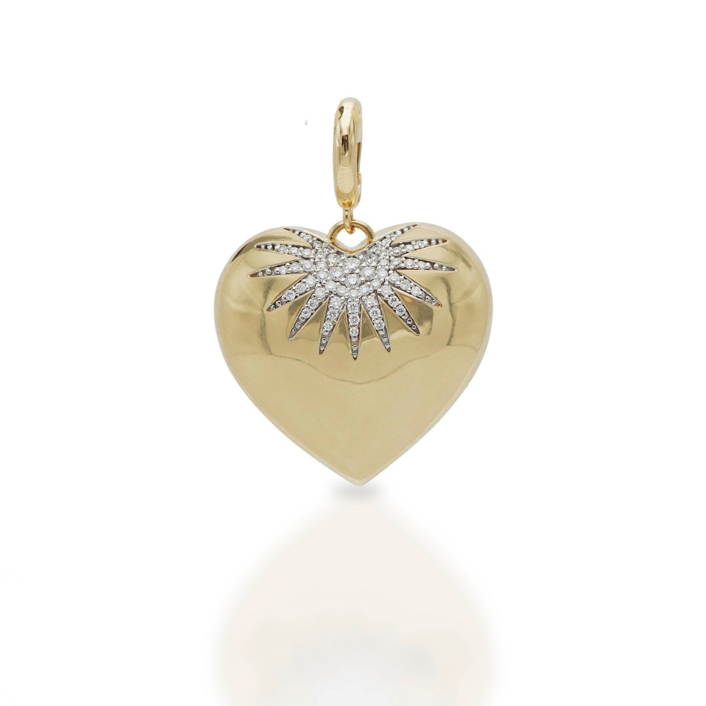 Puffed Heart and Diamond Necklace