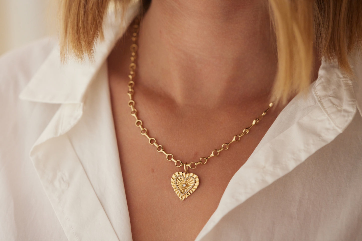 Gold Heart with Diamonds Charm