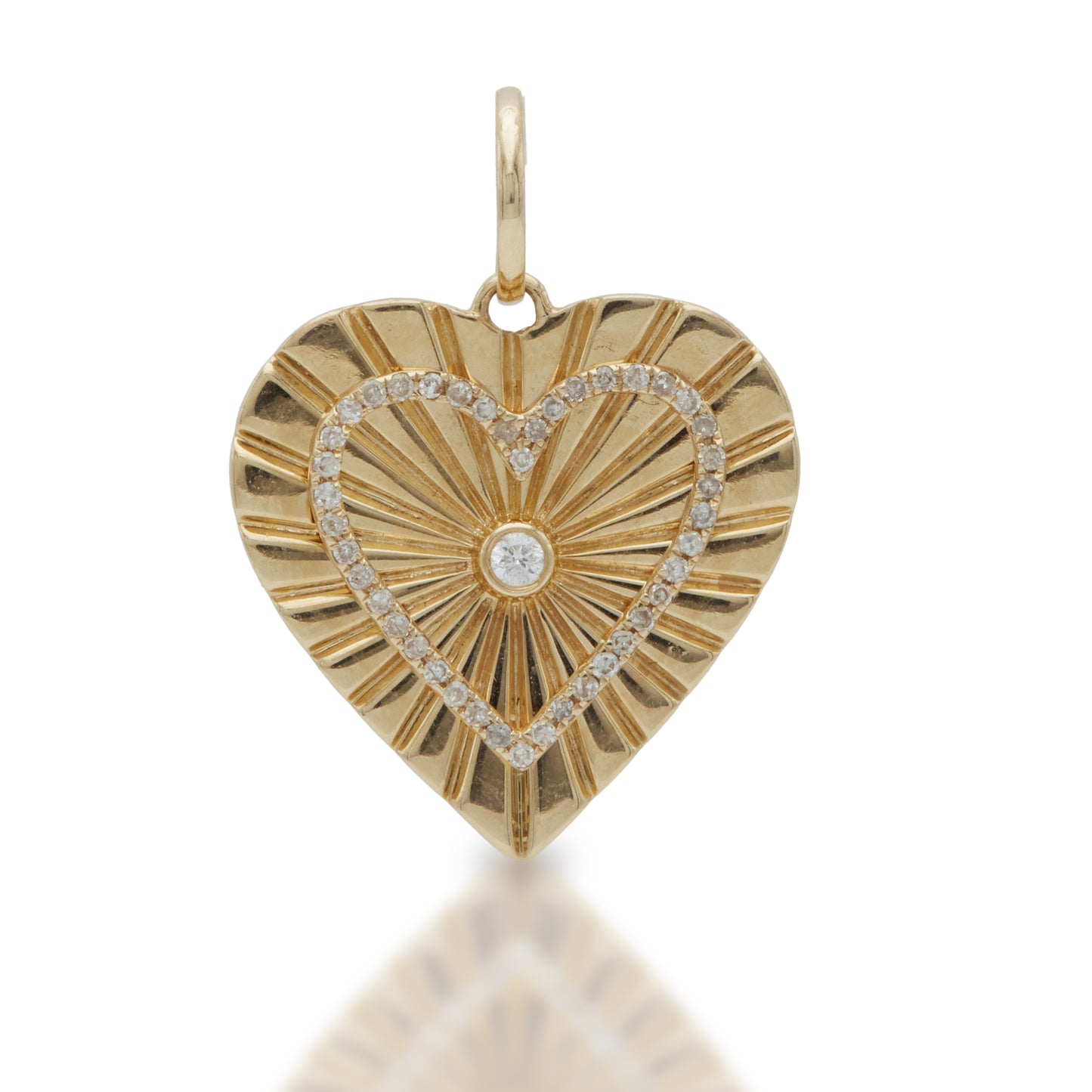 Gold Heart with Diamonds Charm