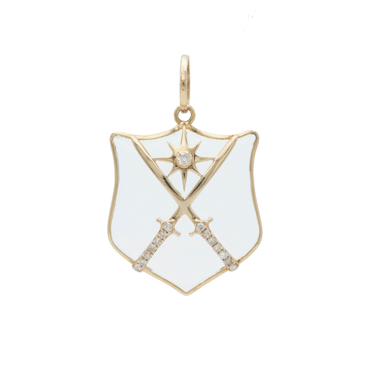 Crystal and Gold Shield Charm