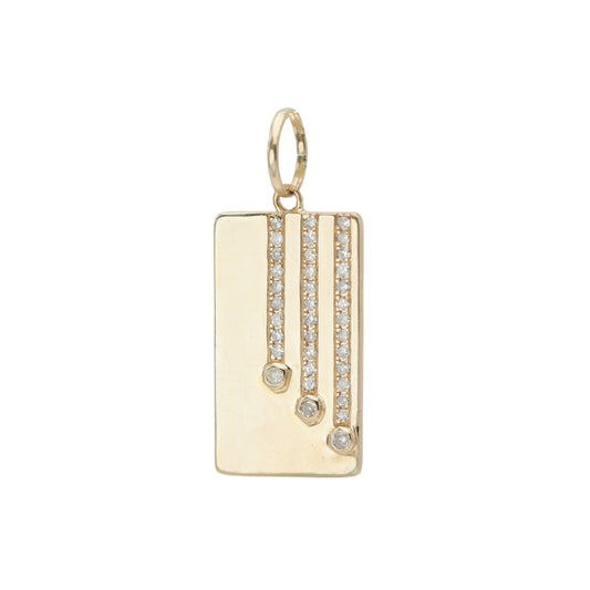 14k Gold and Diamond Rectangle Charm