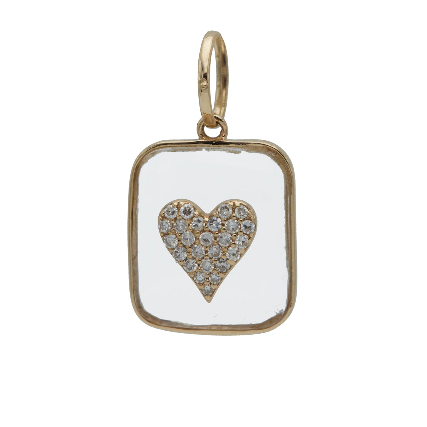 Gold Diamond and Crystal Heart Charm