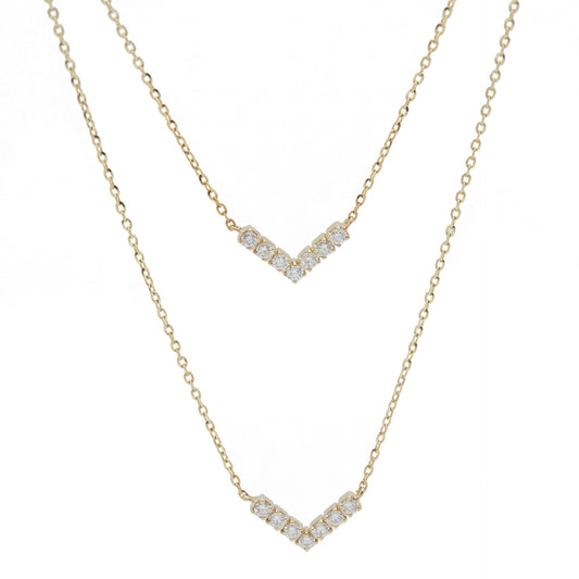 Double Layer Diamond "V" Necklace